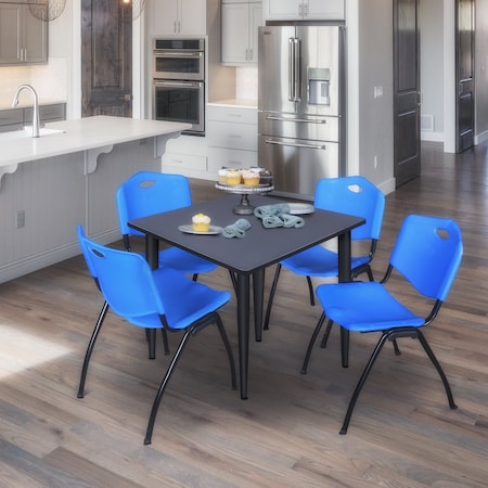 Regency Kahlo Square Table & Chair Sets, 48 W, 48 L, 29 H, Wood, Metal, Plastic Top, Grey TPL4848GYBK47BE